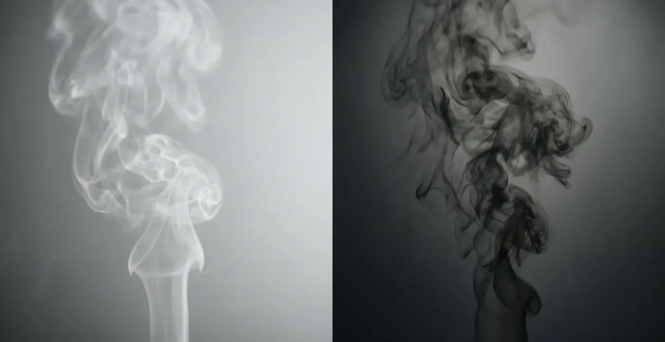 Comparaison visuelle entre vapeur pure de CBD et fumée de combustion à haute température