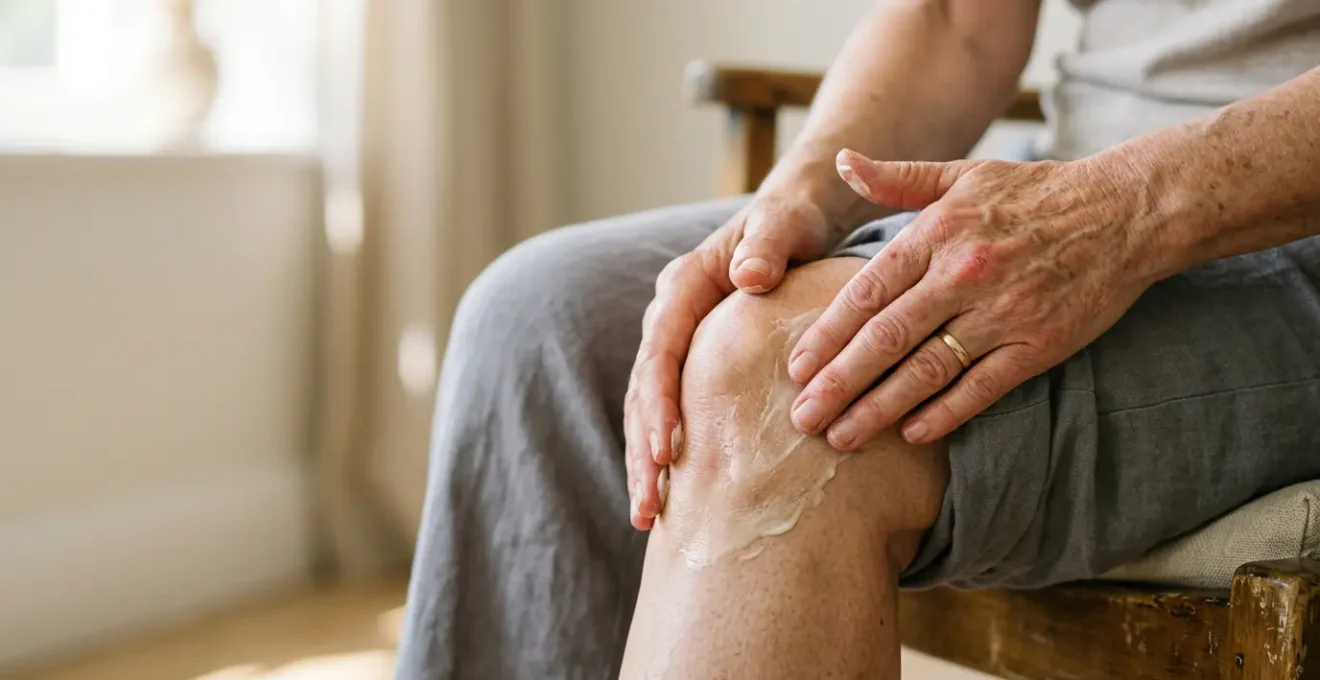 Application d'une crème au cannabidiol sur une articulation douloureuse pour soulager l'inflammation chronique