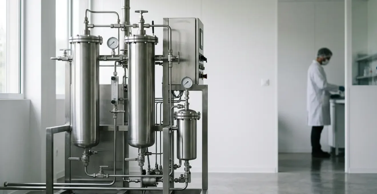 Installation d'extraction de CBD au CO2 supercritique dans un laboratoire moderne français