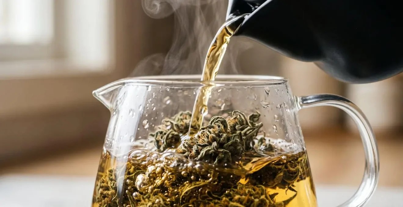 Préparation d'une infusion de CBD avec attention à la température de l'eau