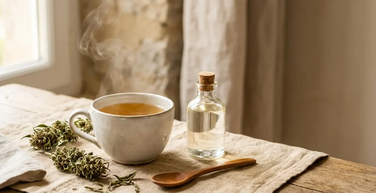 Préparation naturelle d'une infusion de chanvre CBD avec corps gras pour extraction optimale