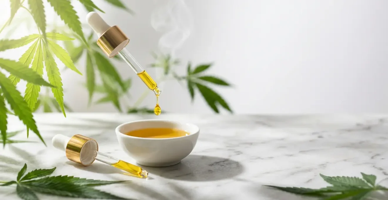 Représentation visuelle évoquant le bien-être et la relaxation naturelle grâce au cannabidiol dans un contexte apaisant