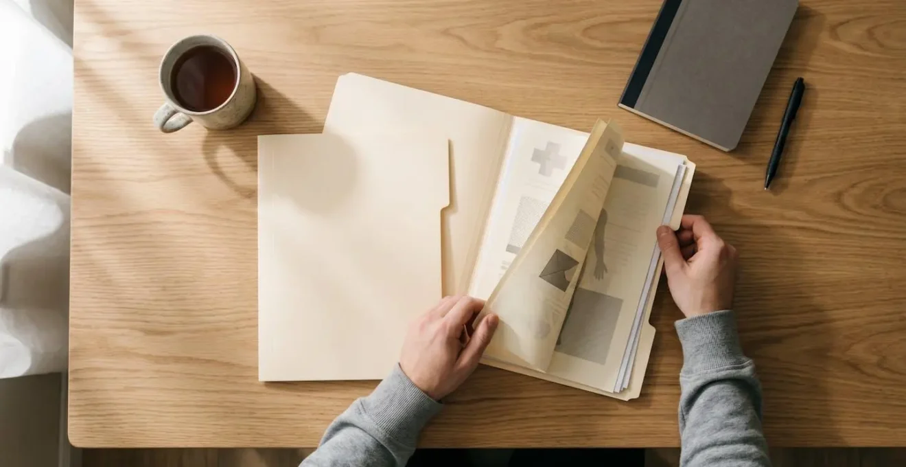 Préparation d'un rendez-vous médical avec documentation sur le CBD