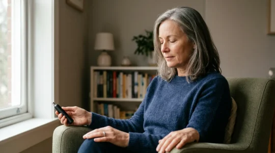 Personne tenant un vaporisateur de CBD avec tremblements essentiels apaisés